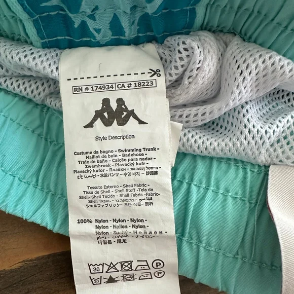 Men’s Kappa Light Blue Swim Trunks Logo Tape Size L - Picture 5 of 7